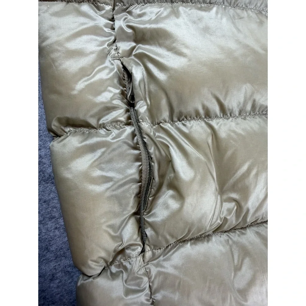 Uniqlo Ultra Light Down Vest Womens S Shiny Beige Gold Puffer Full Zip Pockets